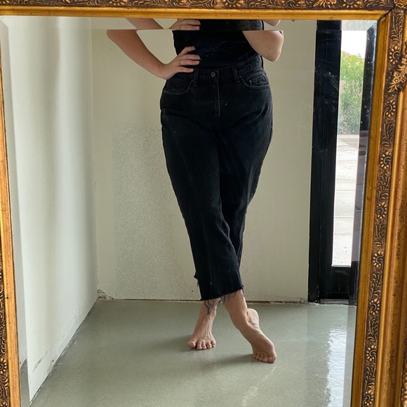 RALPH LAUREN black cropped fray hem jeans size 10 - Picture 7 of 16